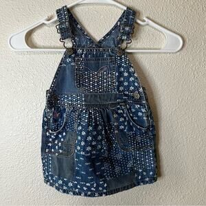 Oshkosh b’gosh floral denim skirtalls overalls skirt 24m